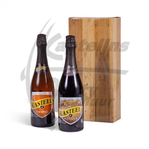 Product Luxe geschenkverpakking houtnerf 2 flessen bier 75 cl 